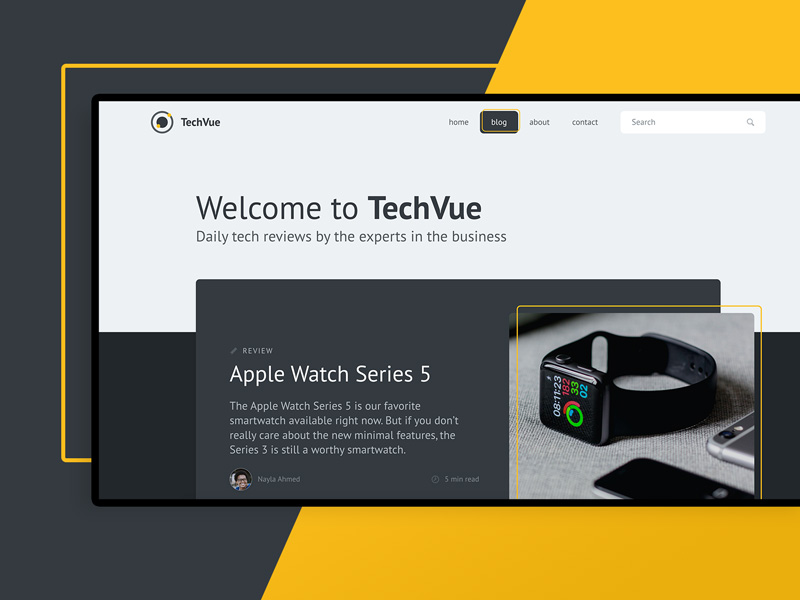 Website Blog TechVue – Free Adobe XD Template